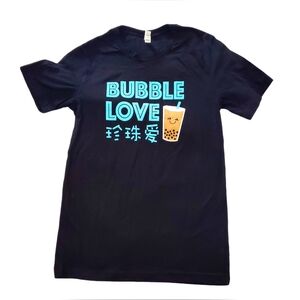 Bubble Love Womens Black Boba Tea Short Sleeve Cotton Shirt By CANVAS Size Small